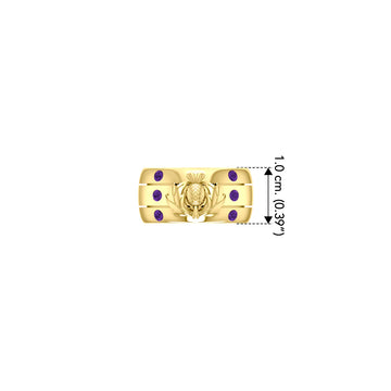 Strong and Beautiful Scottish Thistle Solid Yellow Gold Ring with GRI356